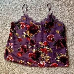 Floral Velvet Lace Trim Cami